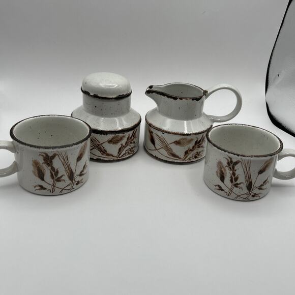 Lot of 5 Wedgwood Midwinter Stonehenge Wild Oats Sugar, Creamer, lid, 2 cups VTG - Picture 1 of 6